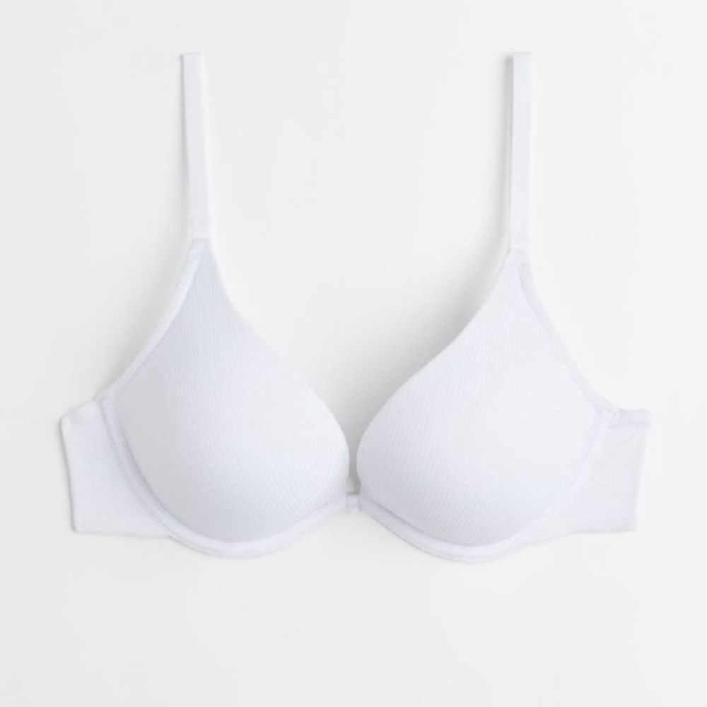 H&M White Super Push-Up Jersey Soft Bra 34A NTW Bombshell